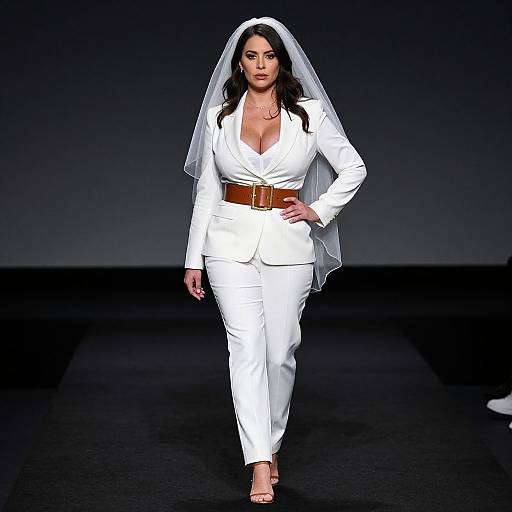 Elegant Woman in White Outfit