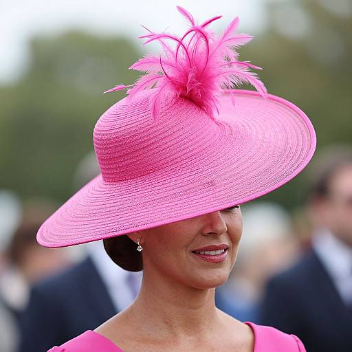 Elegant Woman in Vibrant Pink Hat