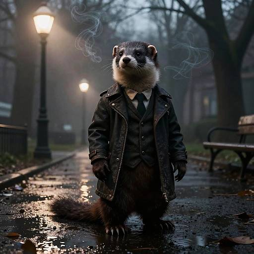 Anthropomorphic Mink Private Eye in Noir City Park