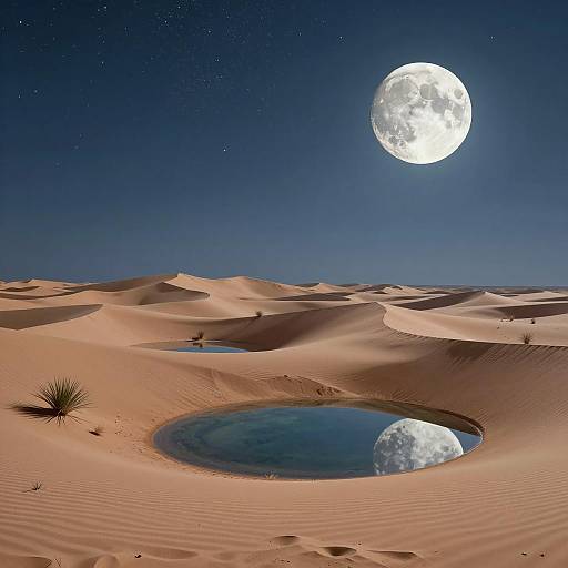 Surreal Desert Dunes Under Starry Sky
