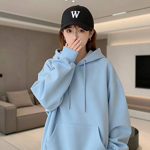 Anime Girl in Hoodie and Cap