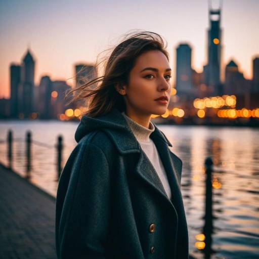 Young Woman by Waterfront at Sunset