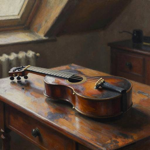 Charcoal Vintage Musical Instrument Art