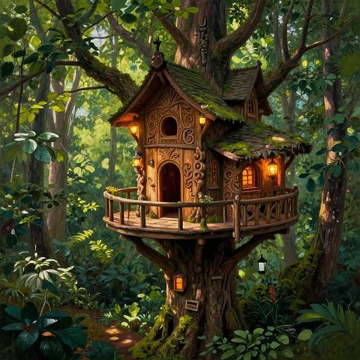 Enchanted Treehouse in Lush Forest