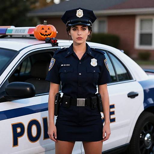 Woman in Police Halloween Costume