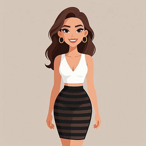 Chic Woman in Stylish Crop Top and Skirt