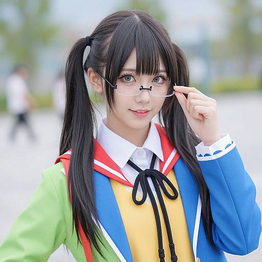 Anime-style Schoolgirl Portrait Outdoors