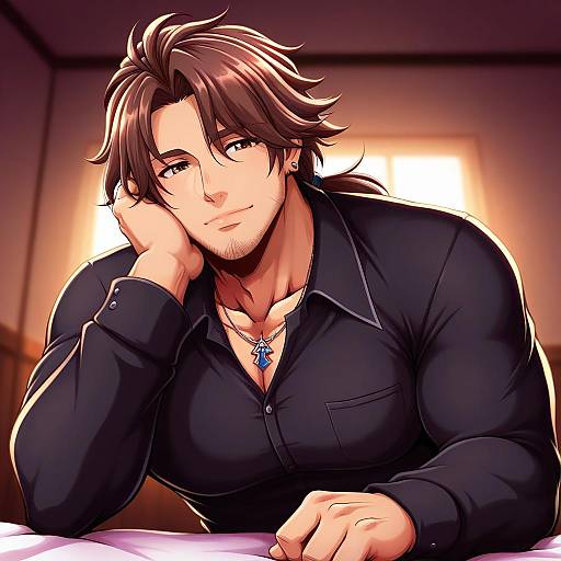 Illustration of Belmond banderas, nijisanji in the style of Mazume