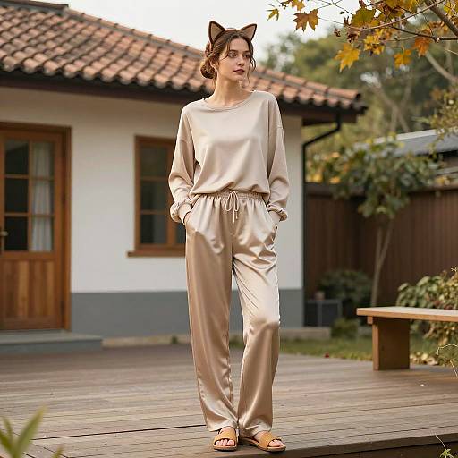Cozy Autumn Look: Young Woman Outdoors