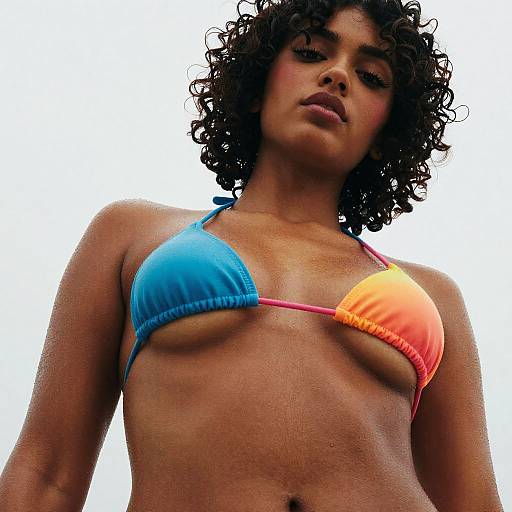 Photorealistic Ebony Model in Bikini