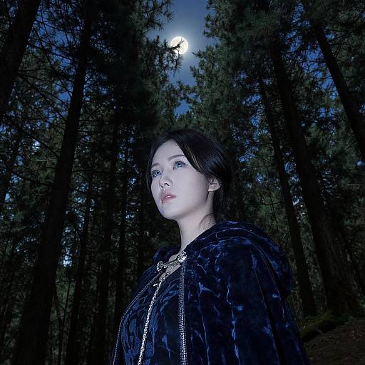 Enigmatic Woodland Portrait in Moonlight