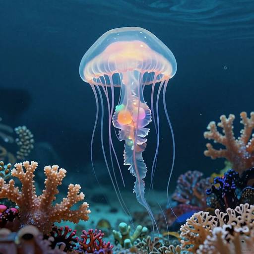 Luminous Jellyfish in Ethereal Underwater Vista