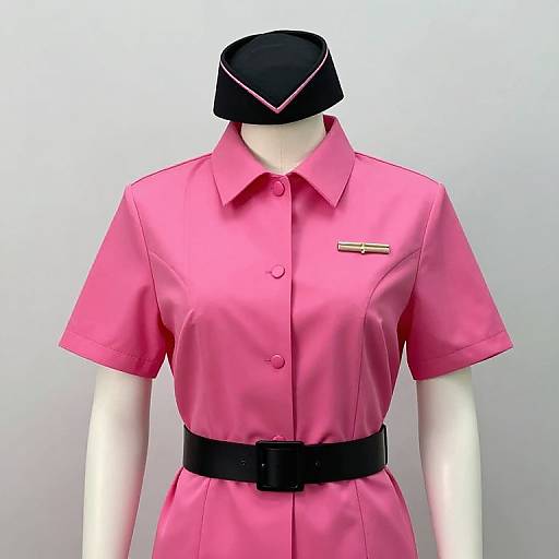 Mannequin in Pink Uniform with Black Accessories