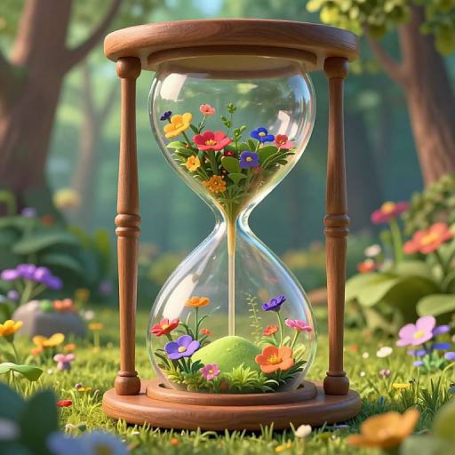 3D Enchanted Hourglass Garden Scene