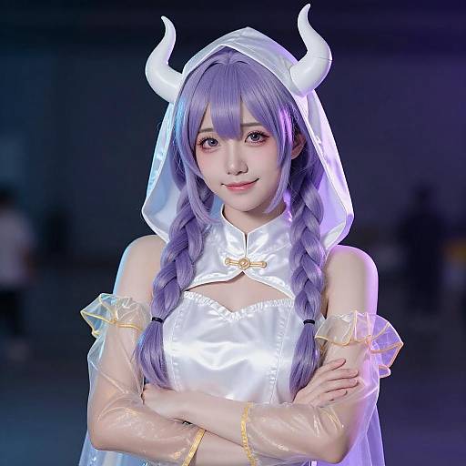 Young Woman in Fantasy Hooded Costume