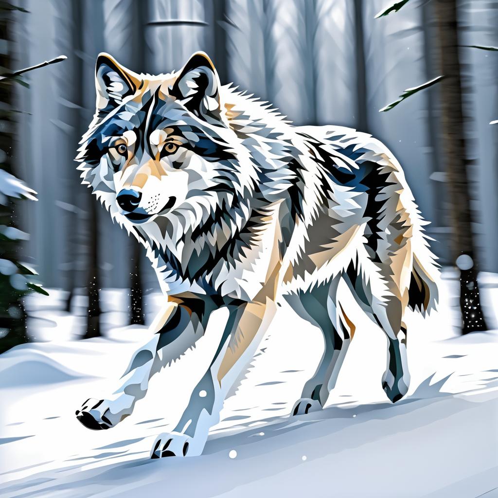 Wolf in Motion: A Snowy Wilderness