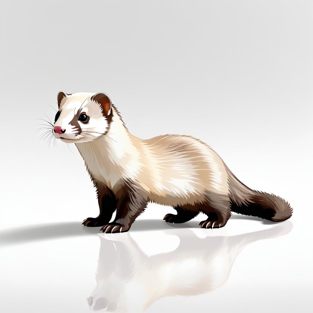 Realistic Ferret on Clean White Background