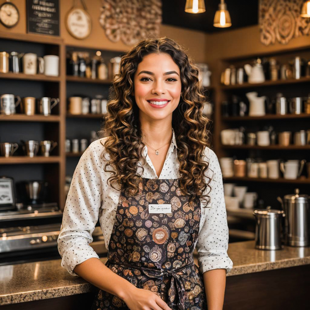 Cheerful Barista in Cozy Cafe Setting