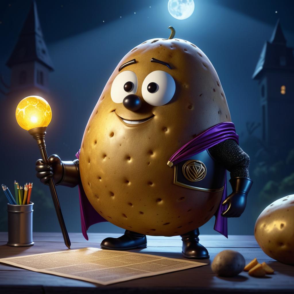 Villainous Potato in Moonlit Adventure