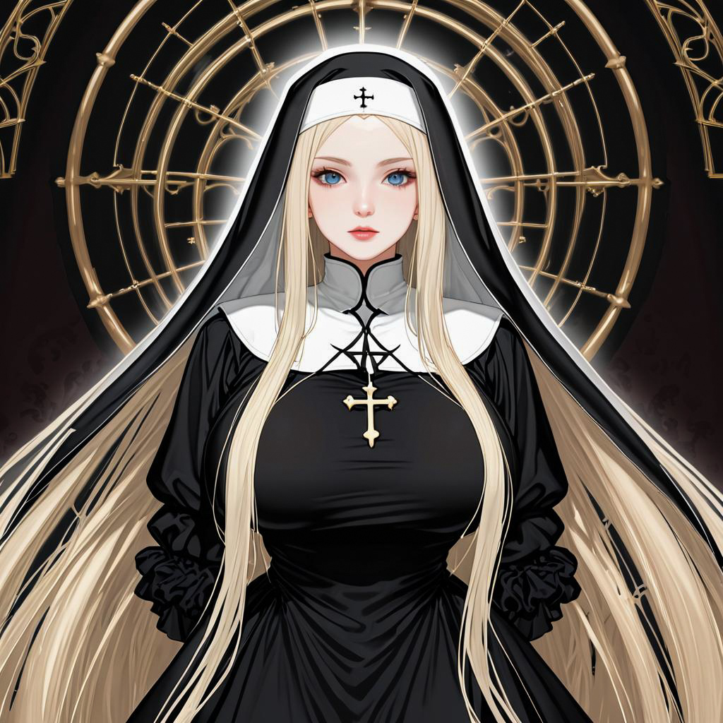 Gothic Fantasy Nun: Devout Young Woman