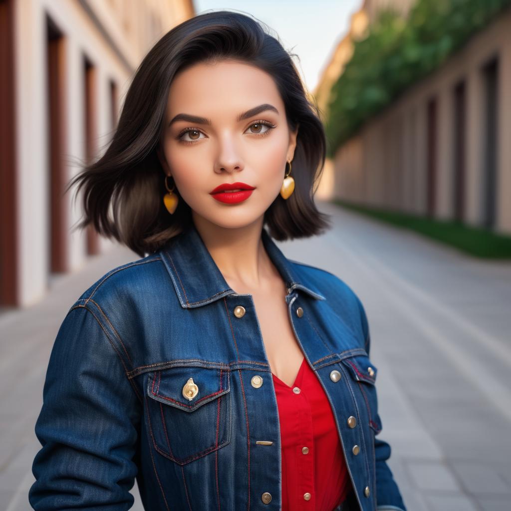 Charming Woman's Stylish Denim Selfie