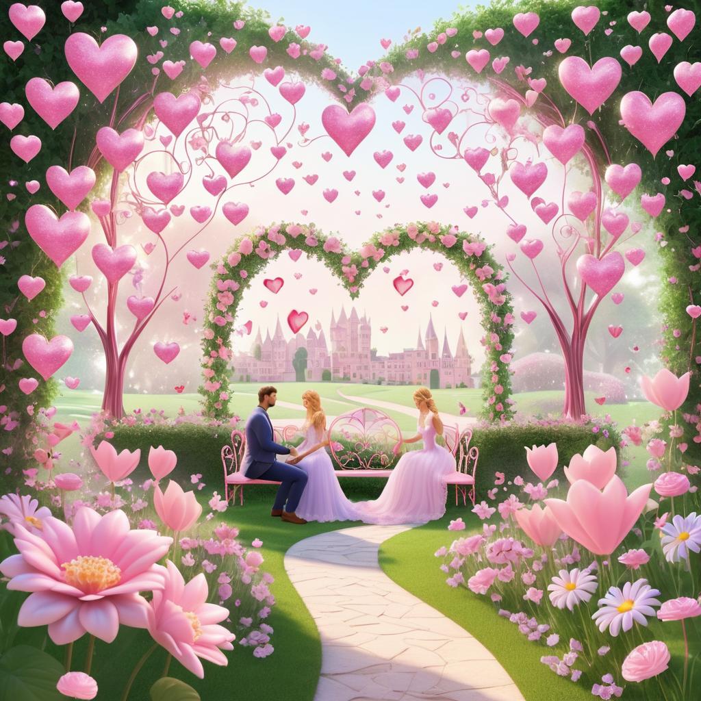 Enchanting Valentine's Garden Illustration