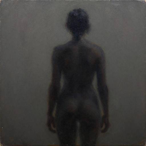 Moody Oil Painting of Backlit Nude Figure