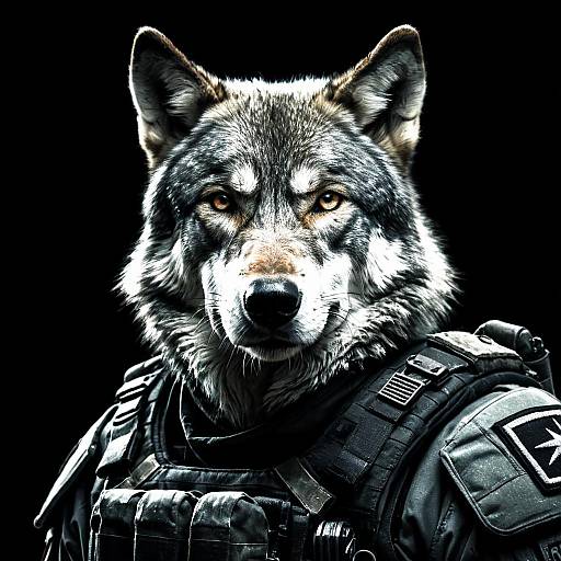 Hyperrealistic Grey Wolf Sergeant Portrait