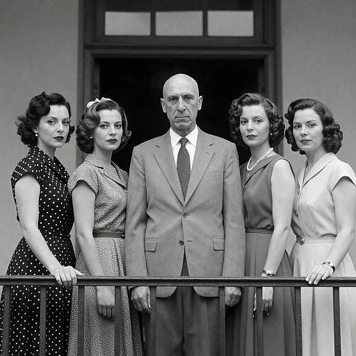 1940s Balcony Portrait in Black and White
