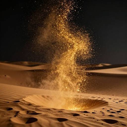 Golden Particles Illuminating Desert Night