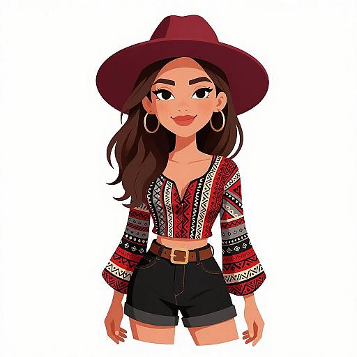 Bohemian Woman in Tribal Print Outfit