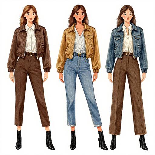 Vintage Fashion Sketch Woman Outfit