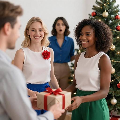 Joyful Women Celebrating Christmas Together