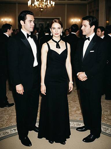 Elegant Woman in Black Dress at Black Tie Event