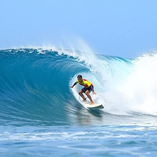 Skilled Surfer Riding Powerful Wave
