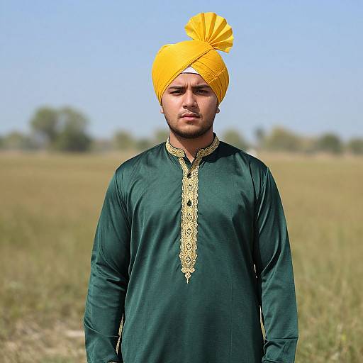 Young Man in Traditional Attire Outdoors