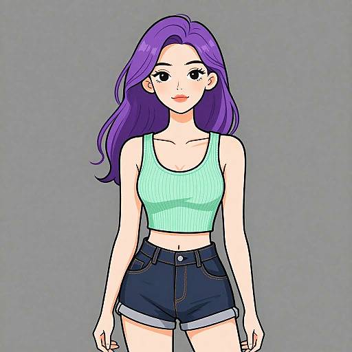 Stylish Woman in Mint Green Crop Top