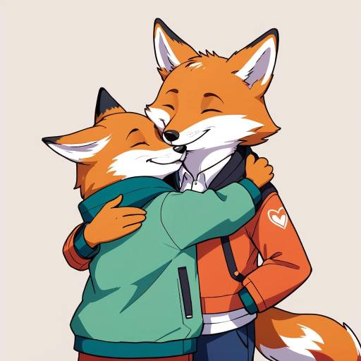Cartoon Foxes Hugging