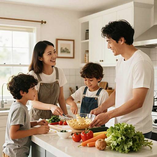 Ideal American Family Cooking Together