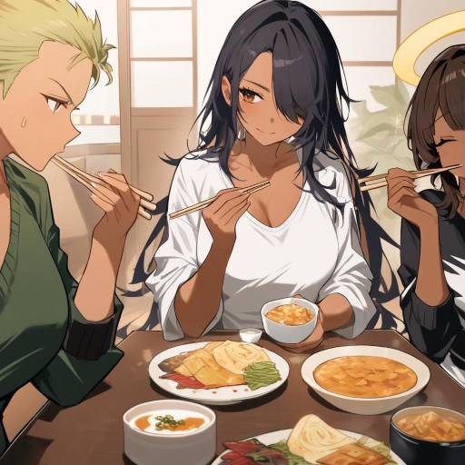 Darkskinned Girls Enjoying Food Together