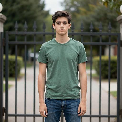 Young Man at Wrought Iron Gate