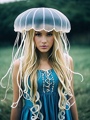 Woman Wearing Jellyfish Costume Outdoors