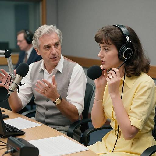 Radio Hosts Discussing in Studio