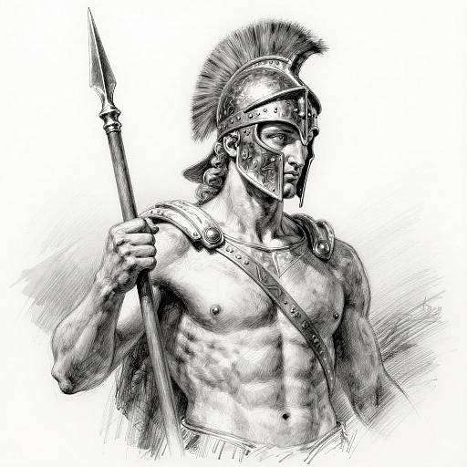 Achilles Pencil Sketch Hellenistic Cinematic Concept