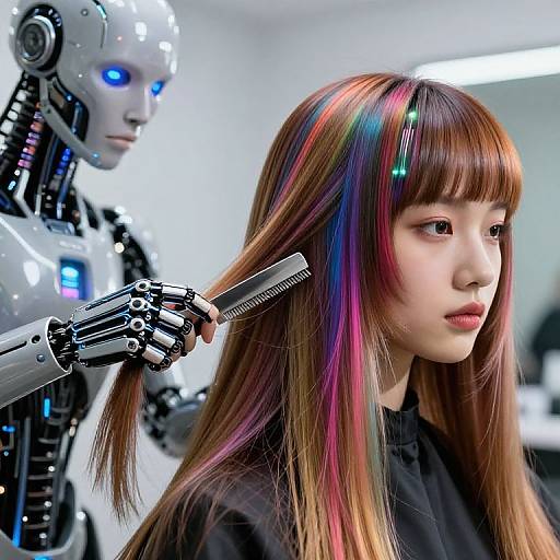 Cybernetic Hairstylist AI Concept Art