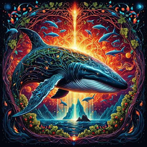 Celestial Psychedelic Whale Art