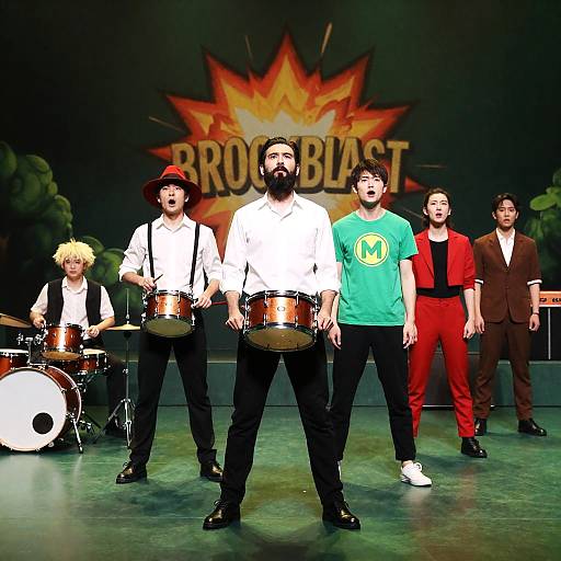 Vibrant Stage Scene with Costumed Characters