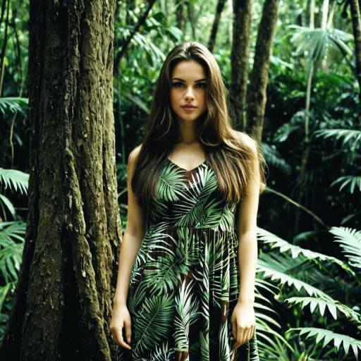 Fashionable Jungle Print Dress in Nature