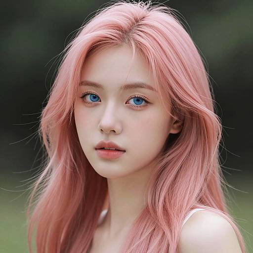 Ethereal Portrait of Woman with Pink Hair