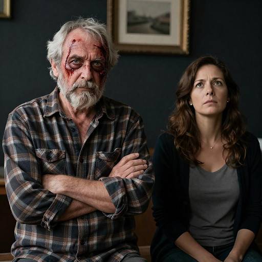 Elderly Man and Woman with Pensive Expressions